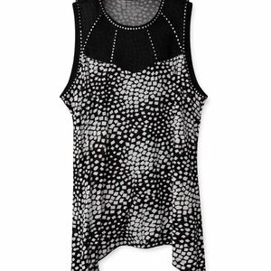 Black & White Geometric Tunic Blouse (Avenue, Size 26/28)